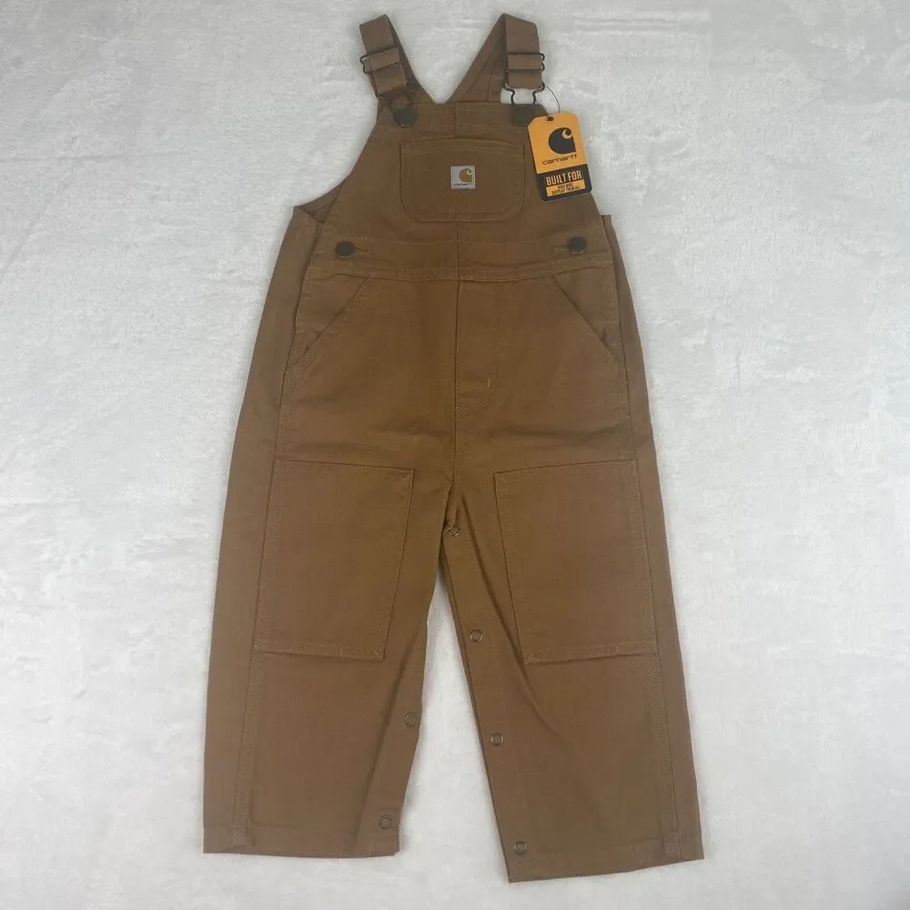 Carhartt Overalls Boys 18 Months Brown Duck Canvas Bib Pants Workwear